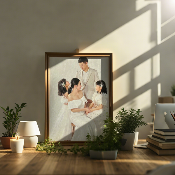 Heirloom Portrait Oil Painting for Family of 4【Artists Hand-Painted Legacy Art From Your Photos】